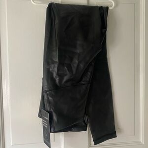 black shiny leather leggings